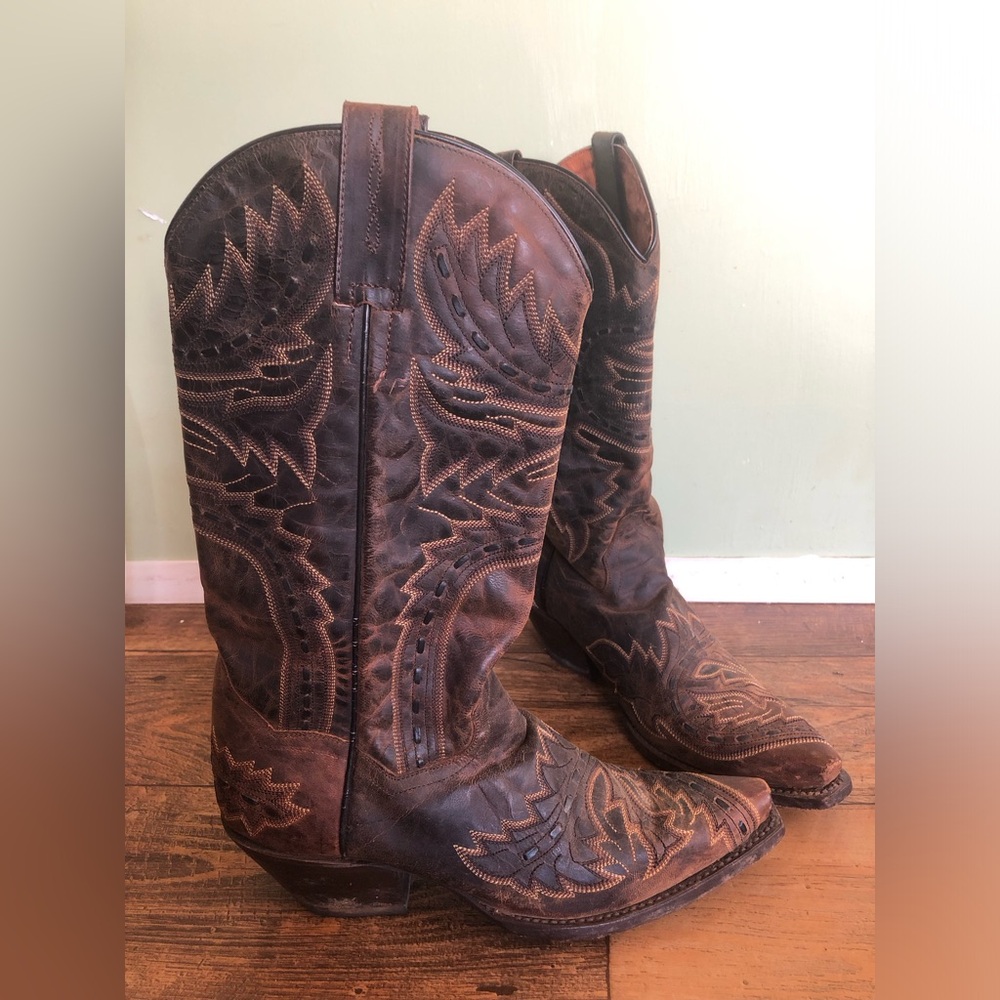 DAN POST Sidewinder Womens Sz 7.5 Western Cowboy Leather Boots Style 3422 Brown